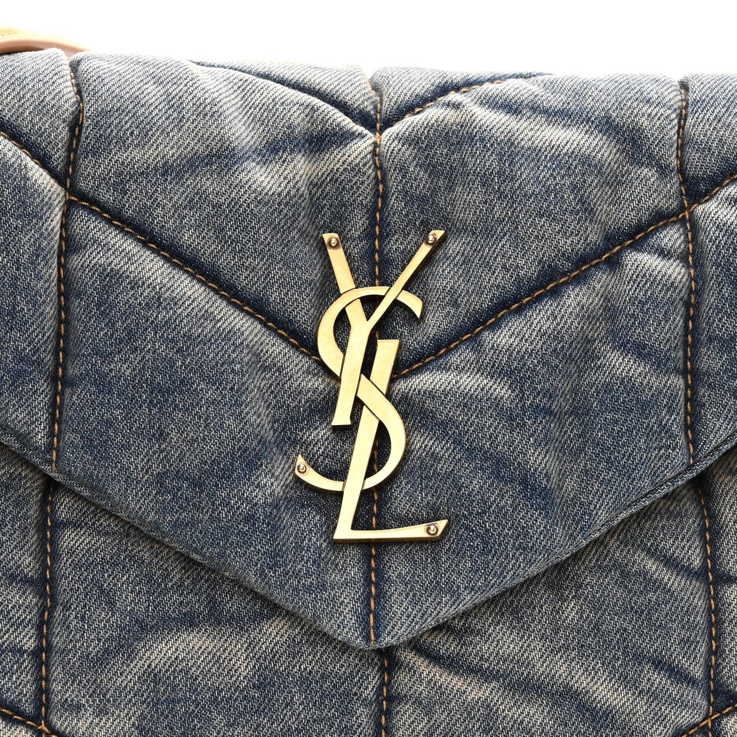 Saint Laurent Denim Quilted Small Loulou Puffer Monogram Chain Satchel Blue Cinnamon 8 of 10