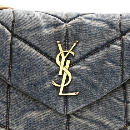 Saint Laurent Denim Quilted Small Loulou Puffer Monogram Chain Satchel Blue Cinnamon 8 of 10