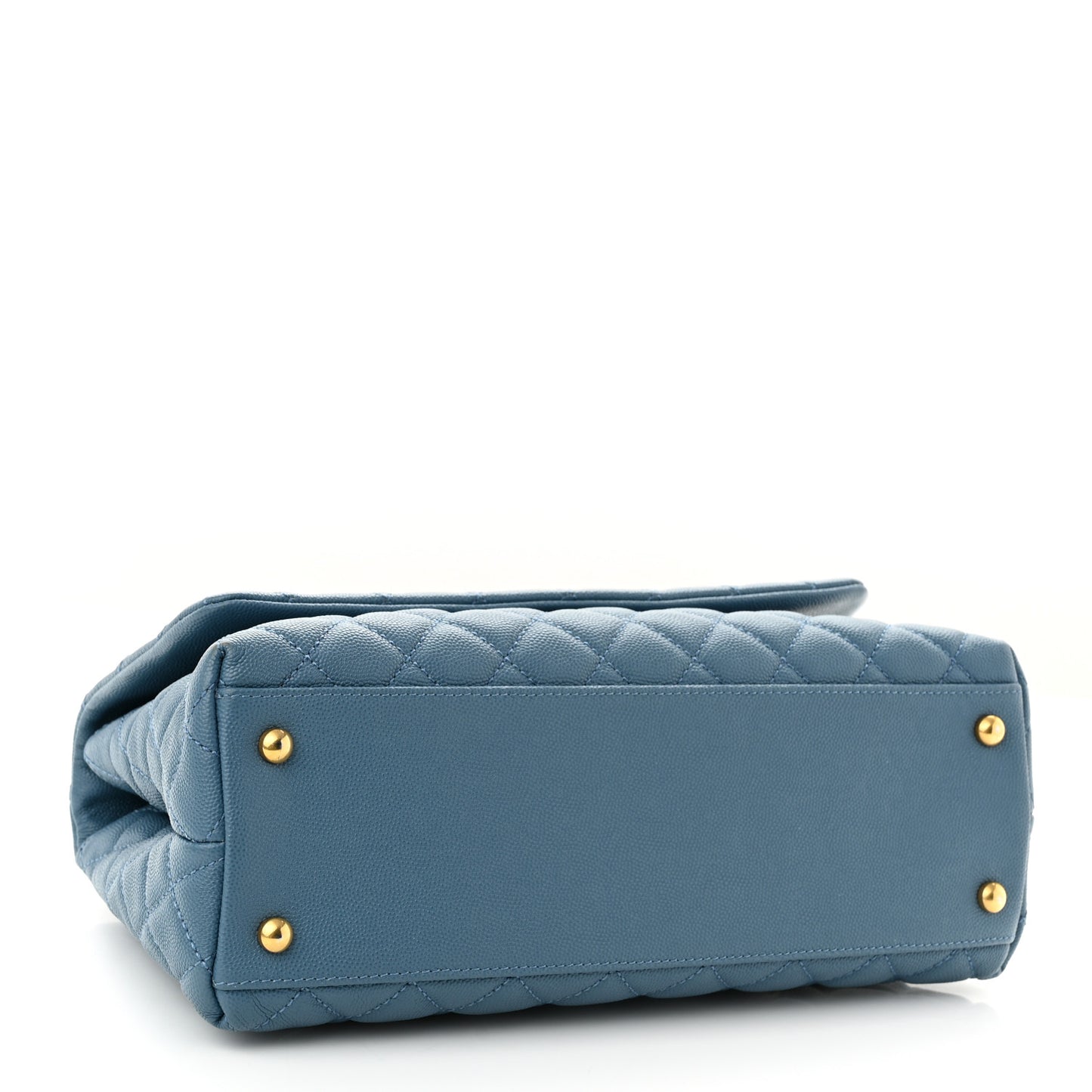 Caviar Quilted Lizard Embossed Small Coco Handle Flap Blue