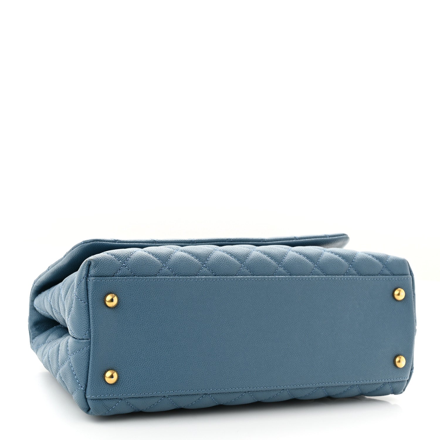 Chanel Caviar Quilted Lizard Embossed Small Coco Handle Flap Blue 3 of 9