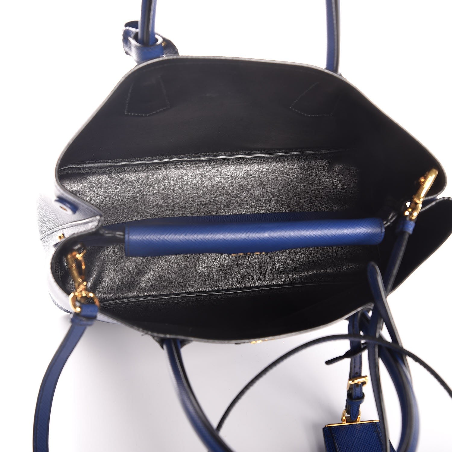 Prada Saffiano Cuir Medium Double Bag Inchiostro 7 of 7