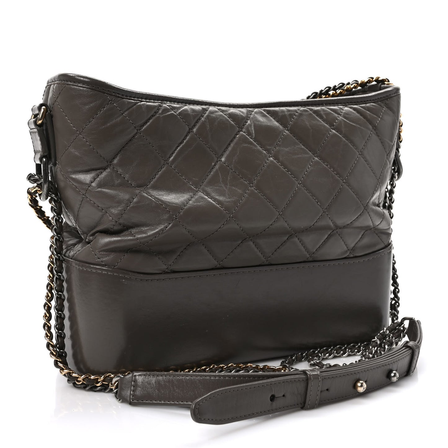 Aged Calfskin Quilted Medium Gabrielle Hobo Grey