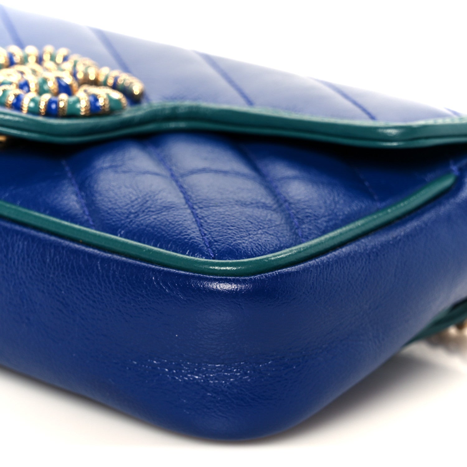Gucci Azalea Calfskin Enamel Matelasse Diagonal Super Mini Torchon