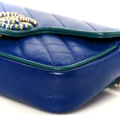 Gucci Azalea Calfskin Enamel Matelasse Diagonal Super Mini Torchon GG Marmont Shoulder Bag Imperial Blue Pavone 10 of 11