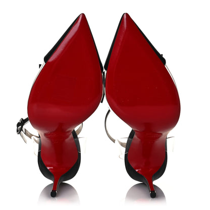 Christian Louboutin Satin Patent PVC Naked Bow 100 Pumps 37 Black 5 of 9