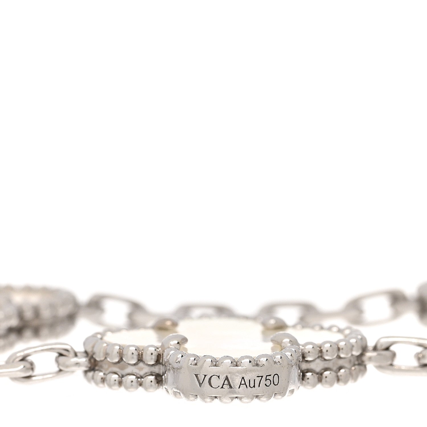 Van Cleef & Arpels 18K White Gold Mother of Pearl 5 Motifs Vintage Alhambra Bracelet 3 of 3