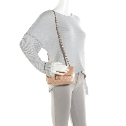 Chanel Metallic Lambskin Quilted Extra Mini Flap Light Pink 2 of 8