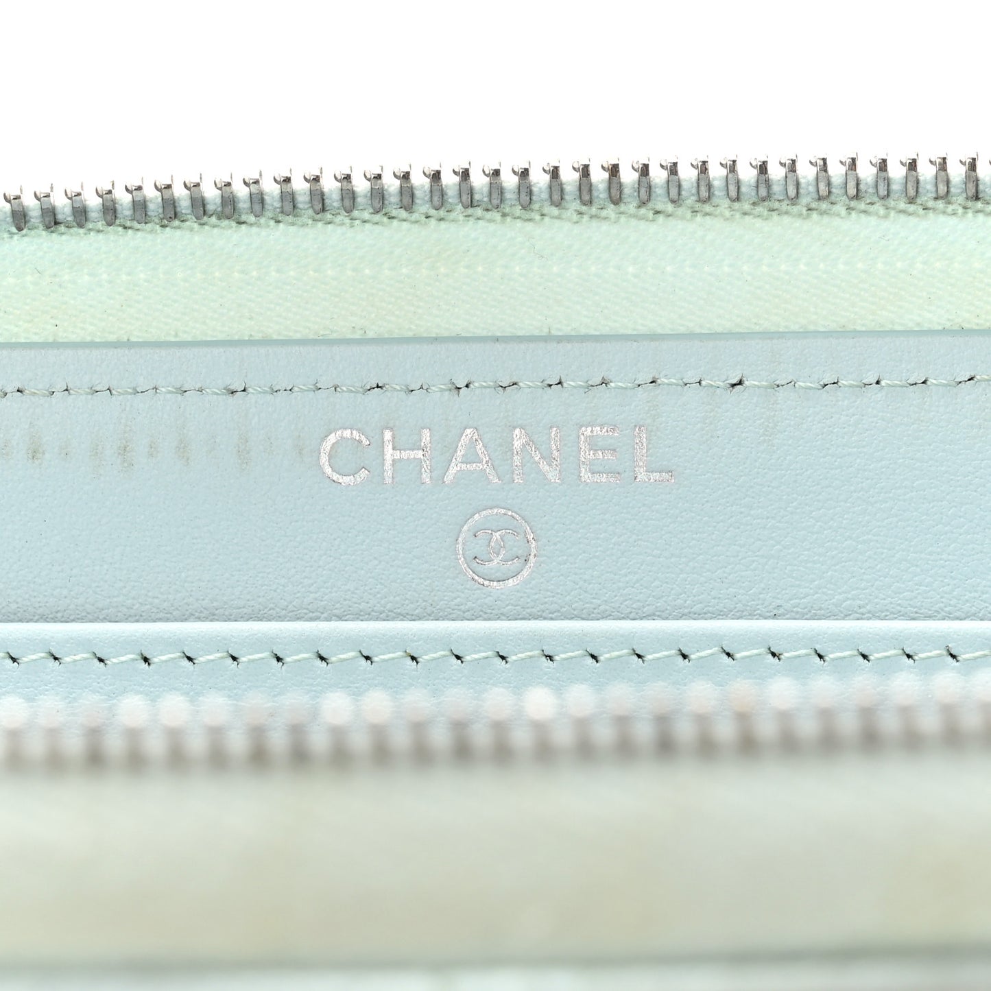 Caviar Quilted Large Gusset Zip Around Wallet Light Blue