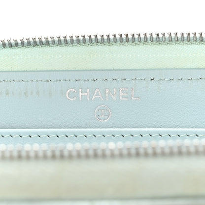 Chanel Caviar Quilted Large Gusset Zip Around Wallet Light Blue 6 of 9