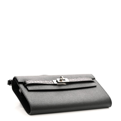 Hermes Epsom Matte Alligator Touch Kelly Wallet To Go Black 4 of 10