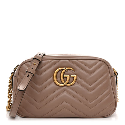 Gucci Calfskin Matelasse Small GG Marmont Chain Shoulder Bag Porcelain Rose 1 of 11