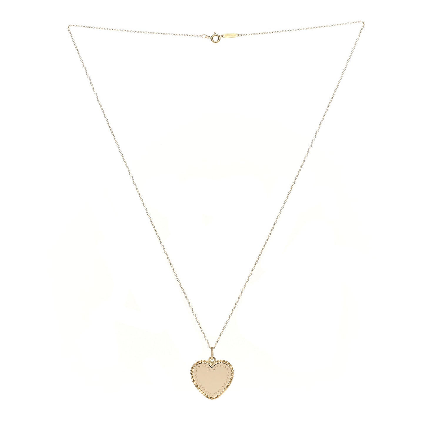 18K Yellow Gold Twist Heart Pendant Necklace
