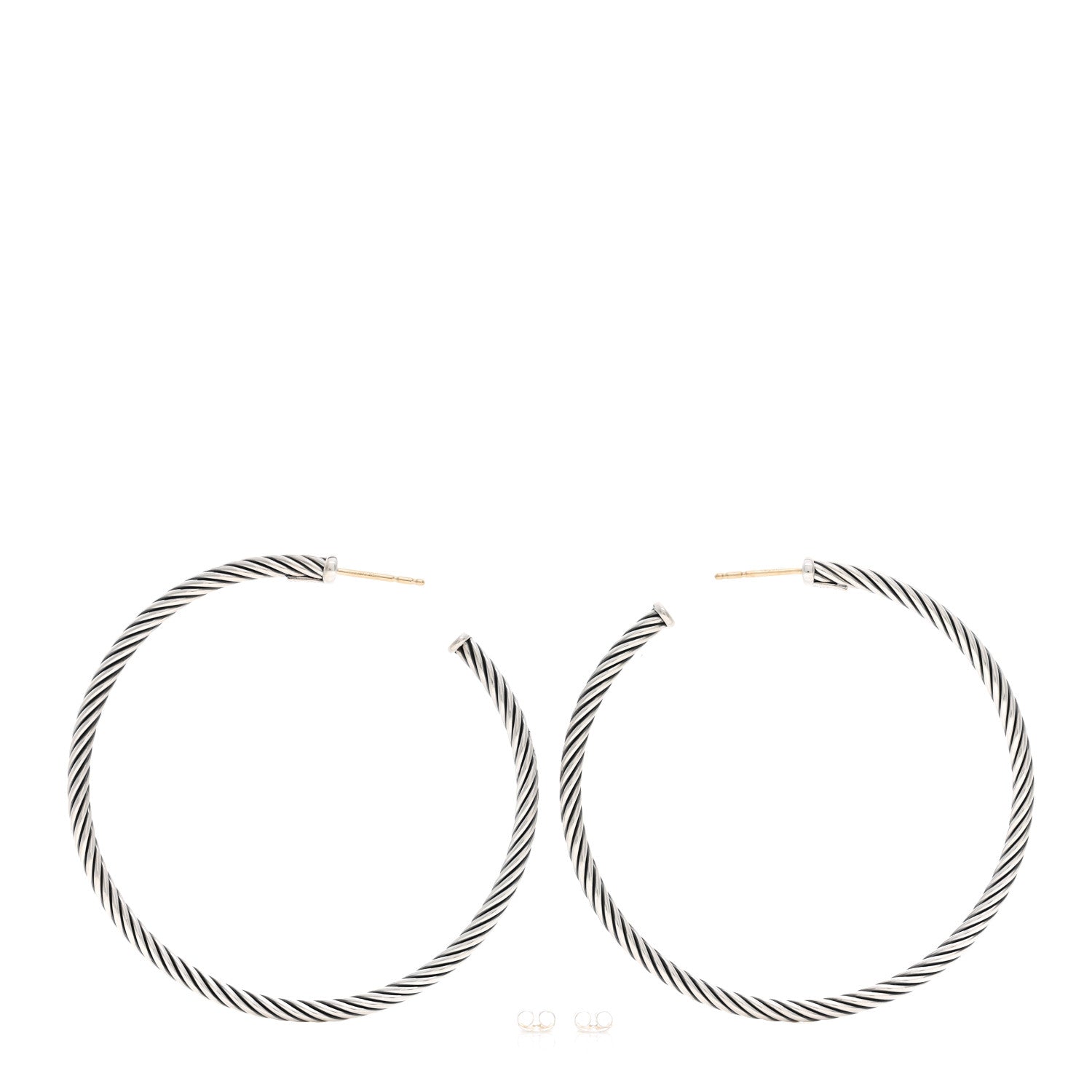 David Yurman Sterling Silver Extra Large Cable Classics Hoop Earrings 3 of 4