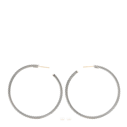 David Yurman Sterling Silver Extra Large Cable Classics Hoop Earrings 3 of 4