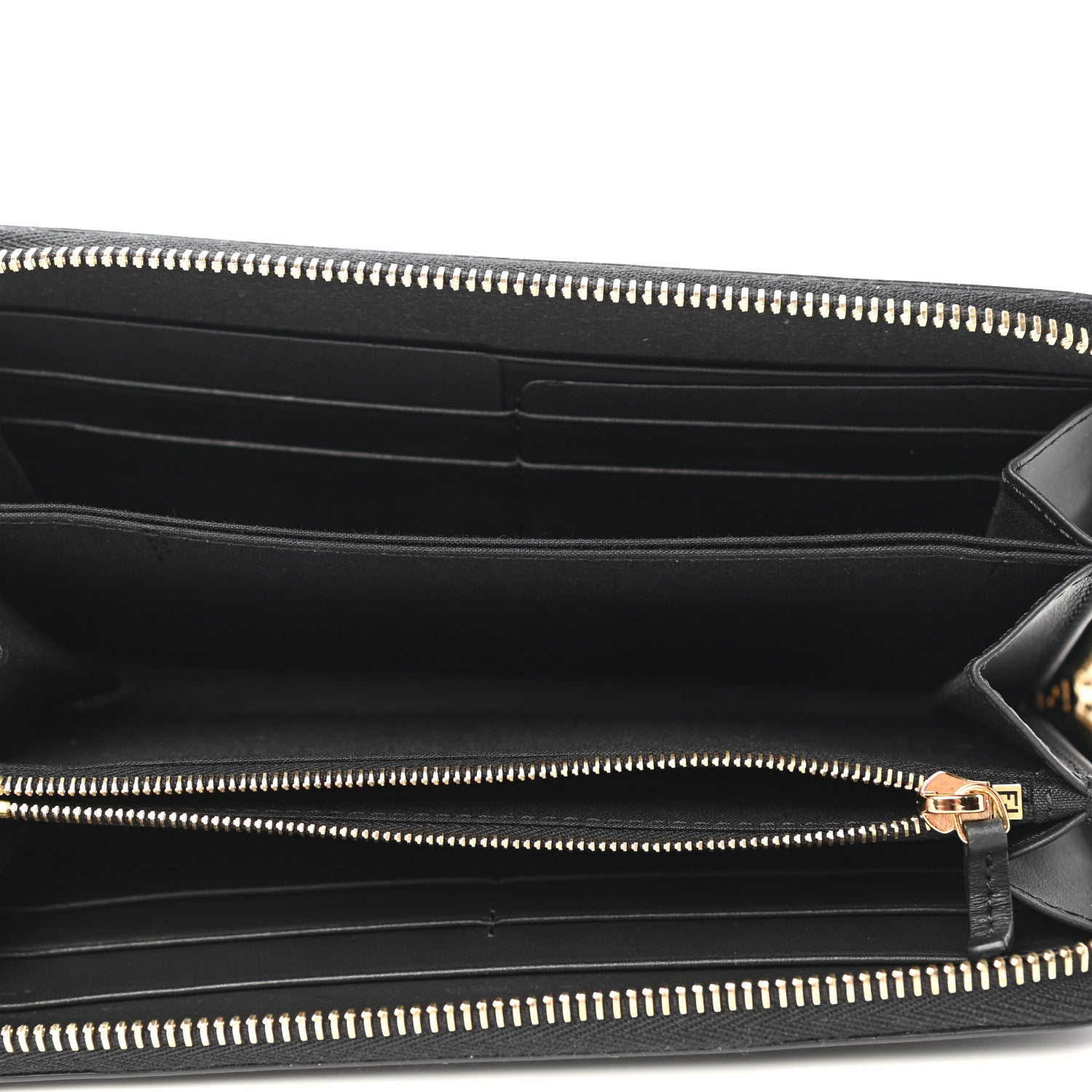 Fendi Vitello Century Metal Monster Eyes Zip Around Wallet Black 5 of 7