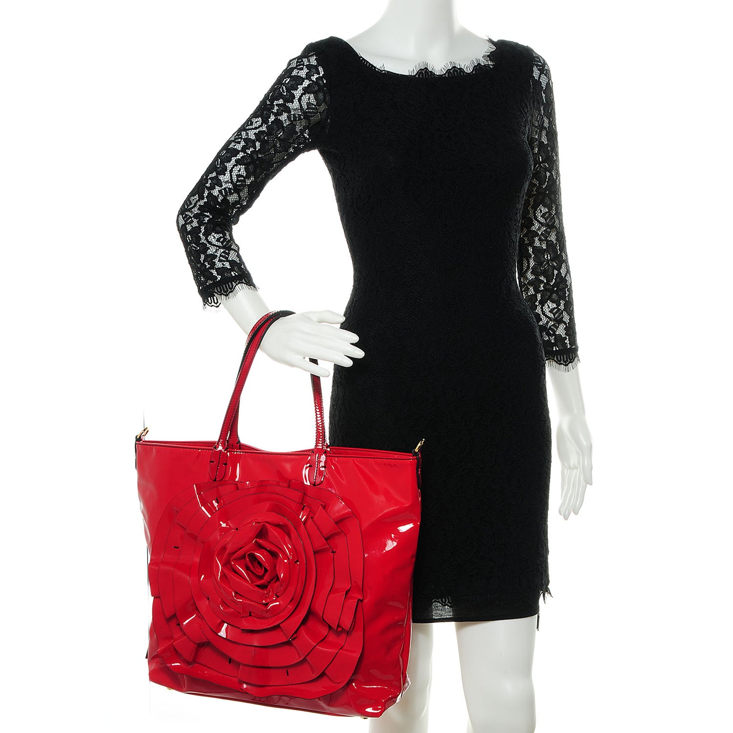 Lacca Patent Petale Tote Red