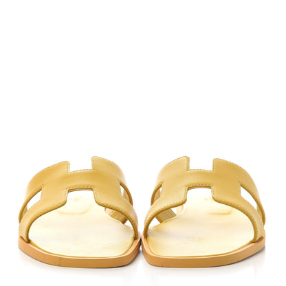 Hermes Calfskin Oran Sandals 36 Jaune Citron 2 of 10
