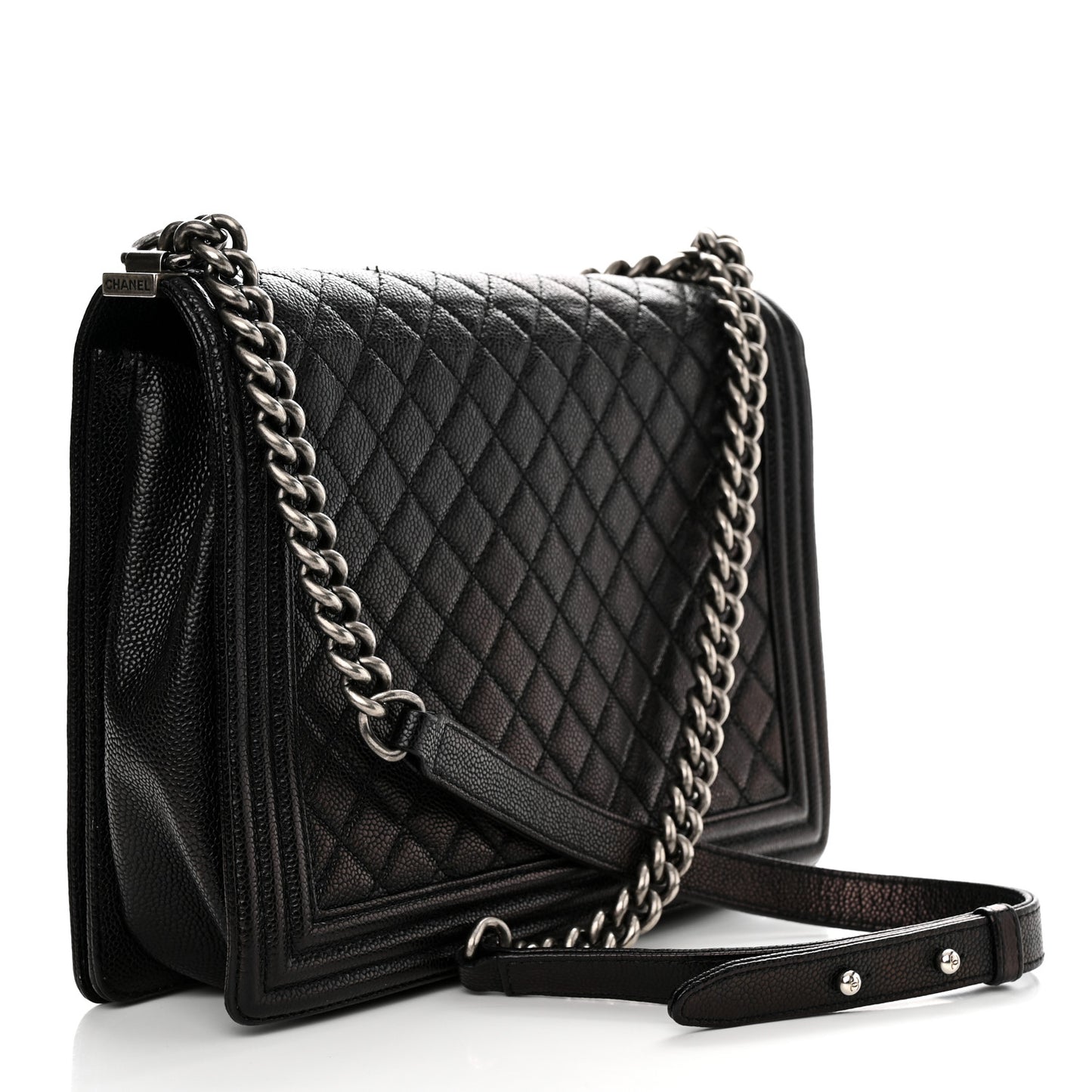 Caviar Quilted Large Boy Flap Black
