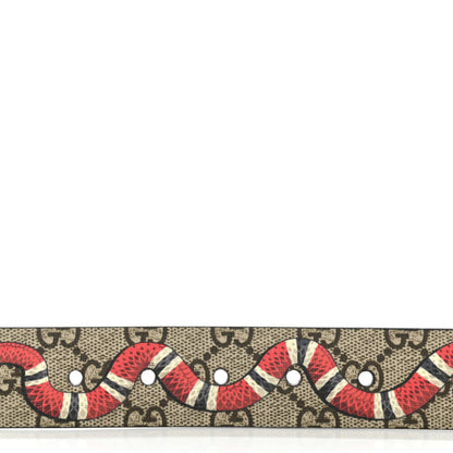 Gucci GG Supreme Monogram Selleria Calfskin Kingsnake 35mm Belt 100 40 Beige Ebony Multicolor Cocoa 5 of 7