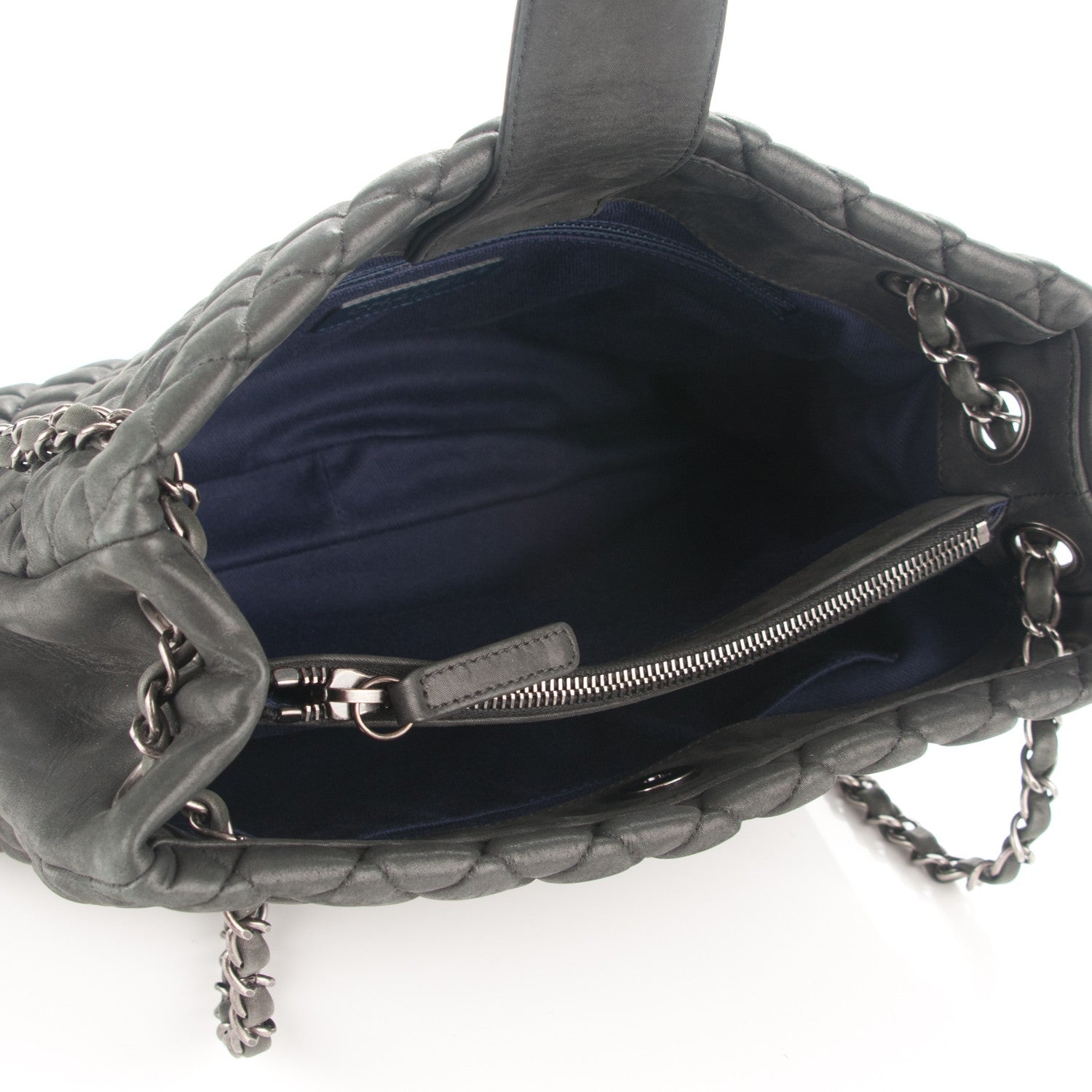 Chanel Iridescent Calfskin Small New Bubble Quilt Tote Dark Grey 5 of 7