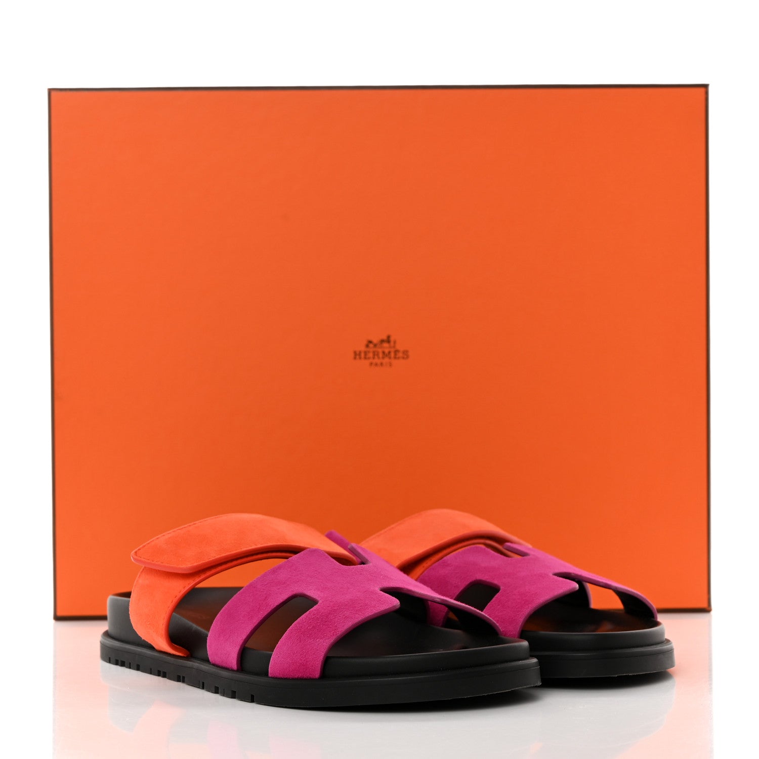 Hermes Suede Goatskin Womens Chypre Sandals 36 Rose Chapas Orange Synthetique 9 of 9