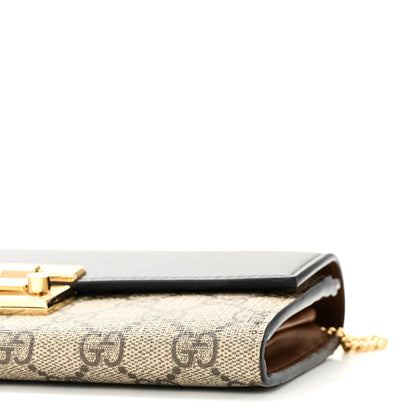 Gucci GG Supreme Monogram Moon Calfskin Padlock Continental Chain Wallet Beige Ebony Black 9 of 9