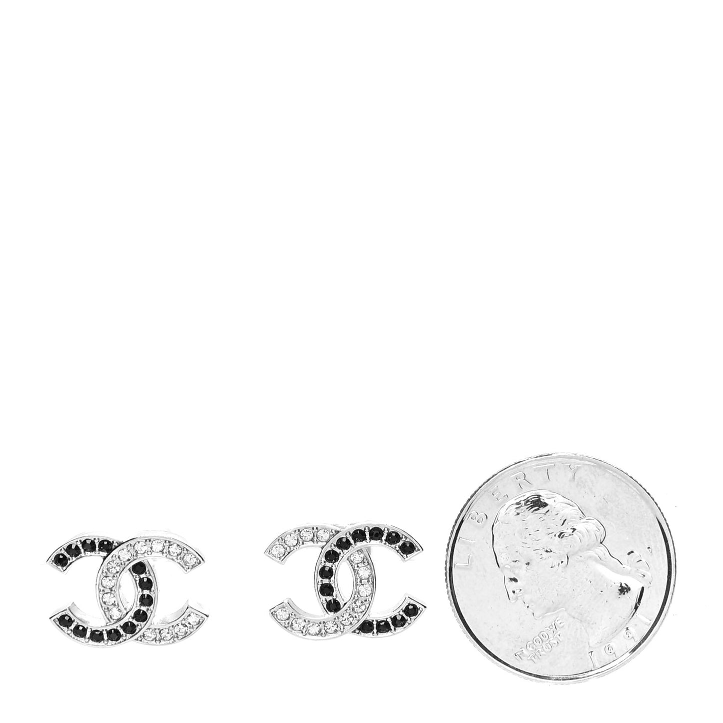 Crystal CC Earrings Silver Black