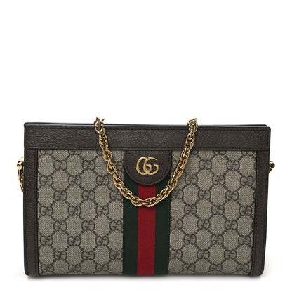 Gucci GG Supreme Monogram Web Small Ophidia Chain Shoulder Bag Brown 1 of 10