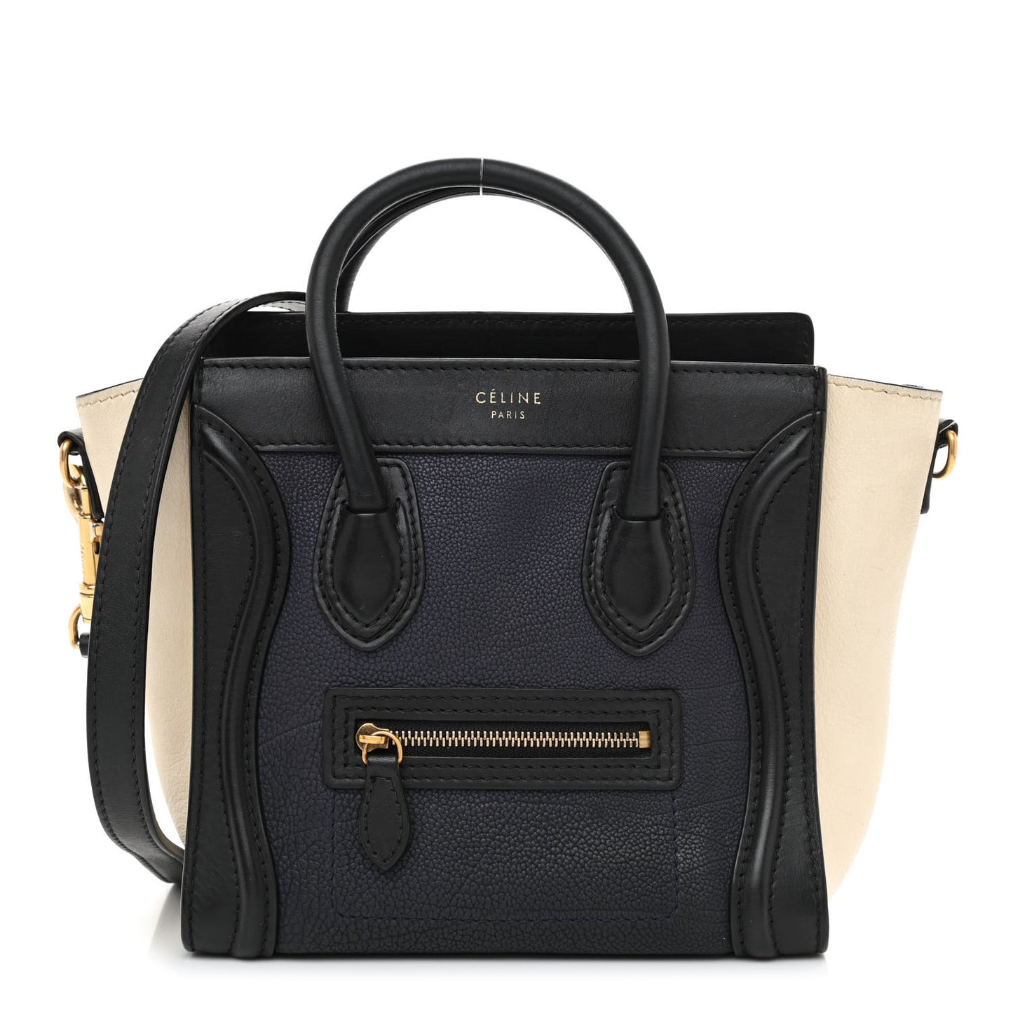Canvas Smooth Calfskin Nano Tri-Color Luggage Navy Blue