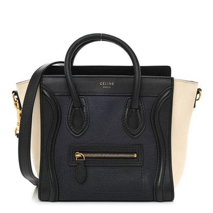 Celine Canvas Smooth Calfskin Nano Tri-Color Luggage Navy Blue 1 of 8