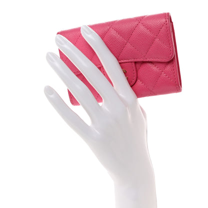 Chanel Caviar Quilted Flap Card Holder Wallet Pink 2 of 13
