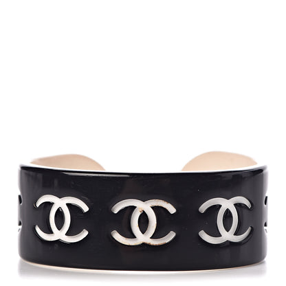 Chanel Resin CC Cuff Black White 1 of 7
