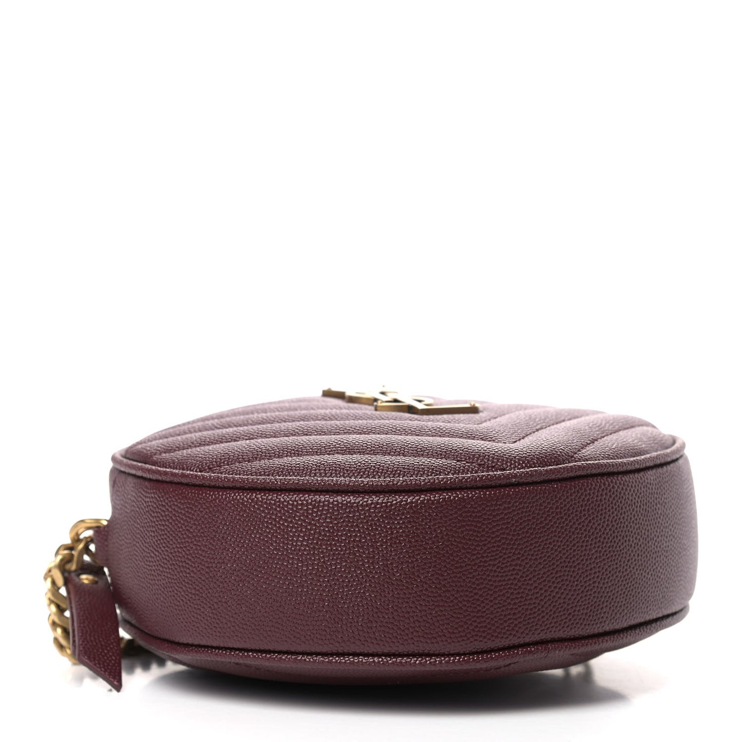 Grain De Poudre Matelasse Chevron Quilted Round Vinyle Camera Bag Rouge Legion