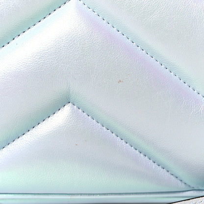 Gucci Iridescent Nappa Chevron Matelasse Small GG Marmont Chain Shoulder Bag Iridescent Snow Light Blue 11 of 11