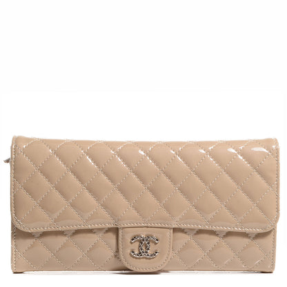Chanel Patent Quilted Brilliant East West Clutch with Chain Beige 1 of 7