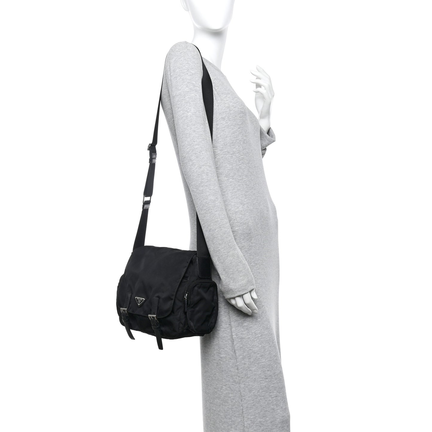Nylon Vela Sport Messenger Bag Black