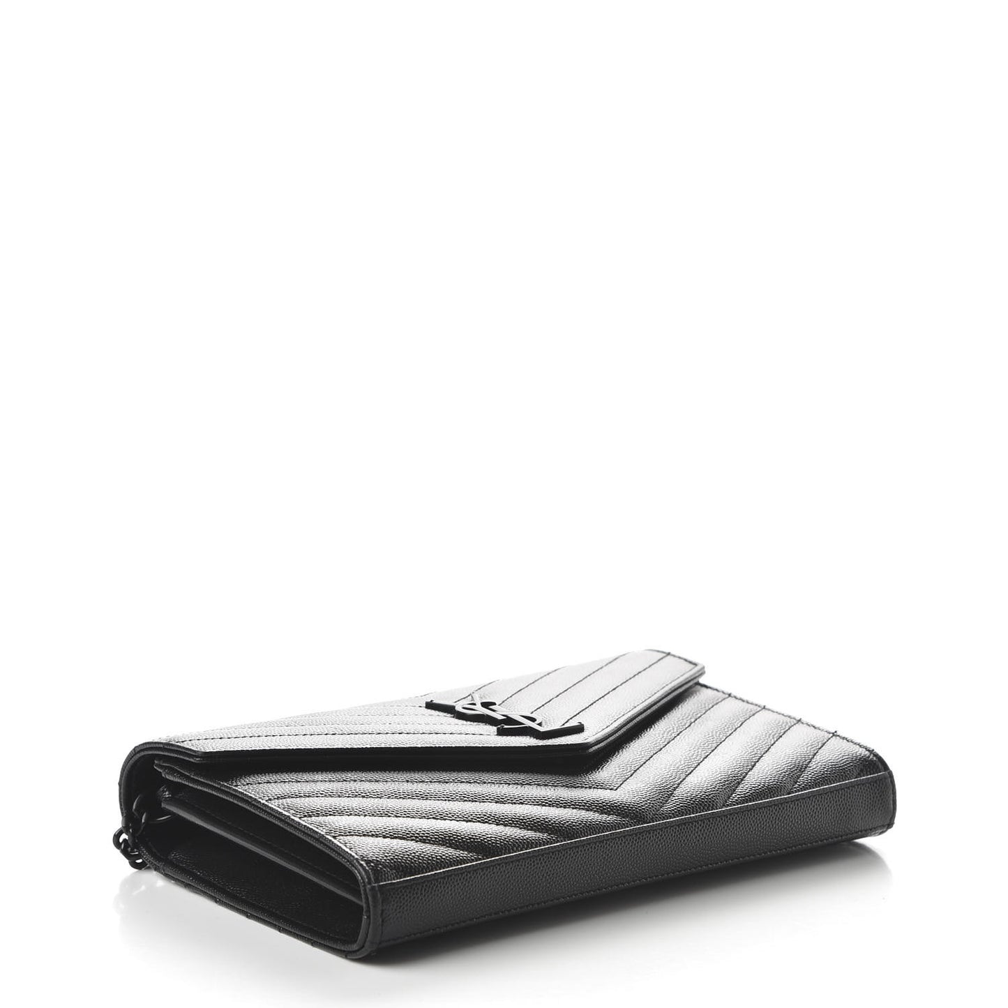 Grain De Poudre Matelasse Chevron Monogram Chain Wallet Black