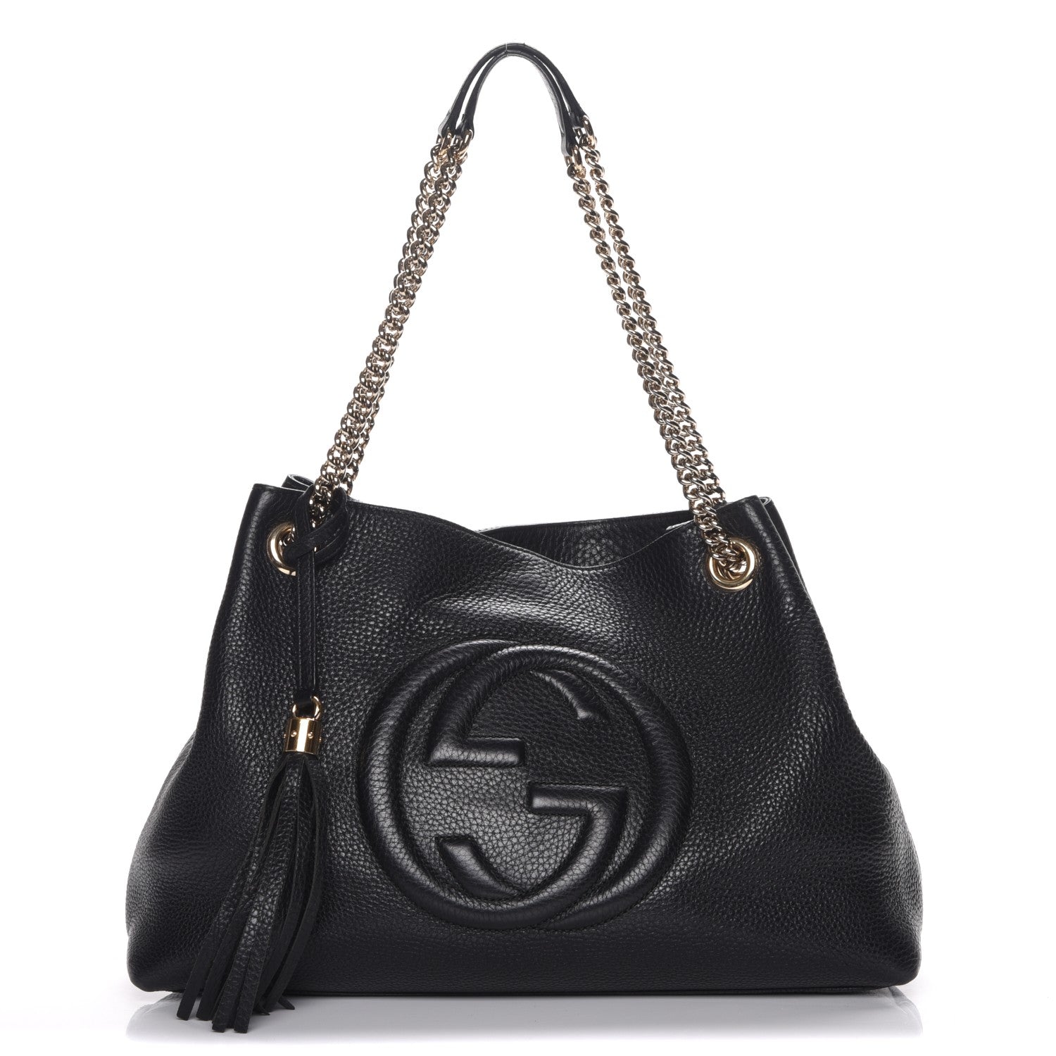 Gucci Pebbled Calfskin Medium Soho Chain Shoulder Bag Black 1 of 7