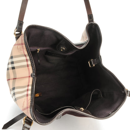 Burberry Suede Haymarket Check Colorblock Small Canterbury Tote Dark Brown 5 of 8