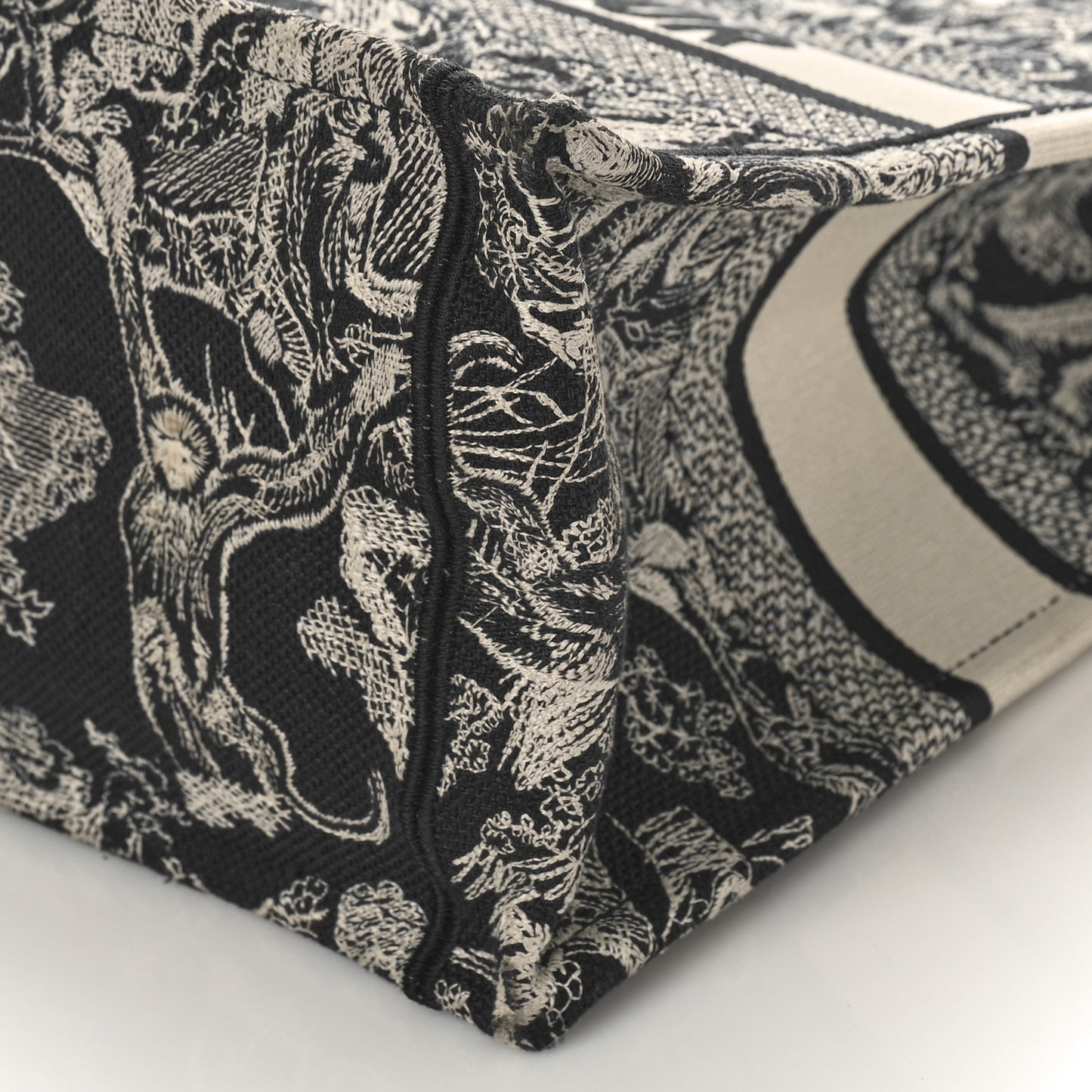 Canvas Embroidered Medium Toile De Jouy Reverse Book Tote Blue