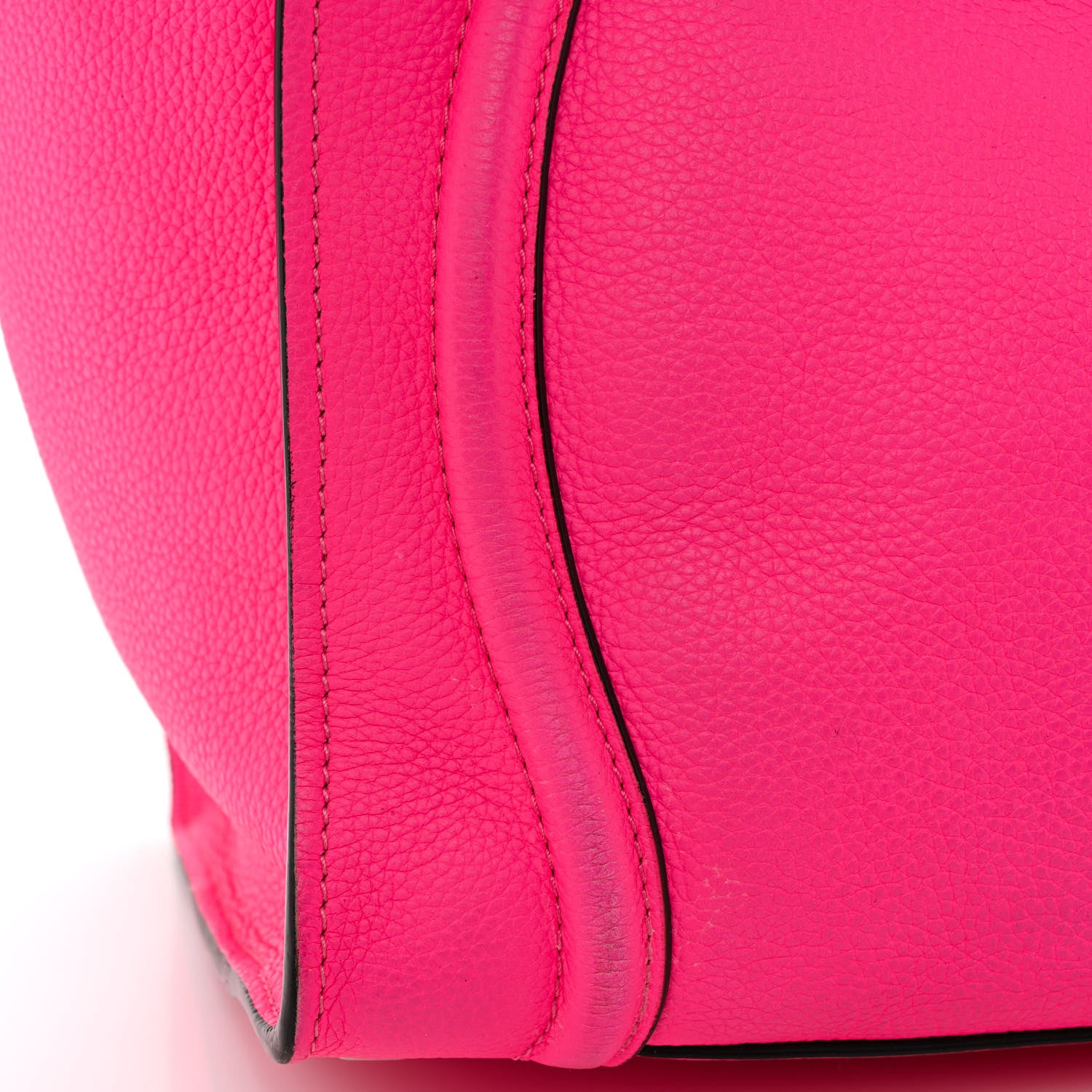 Celine Drummed Calfskin Mini Luggage Fluo Pink 13 of 14