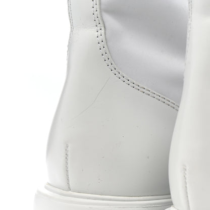 Prada Spazzolato Rois Re-Nylon Metal Triangle Logo Monolith Pouch Pocket 55mm Boots 40.5 White 12 of 15