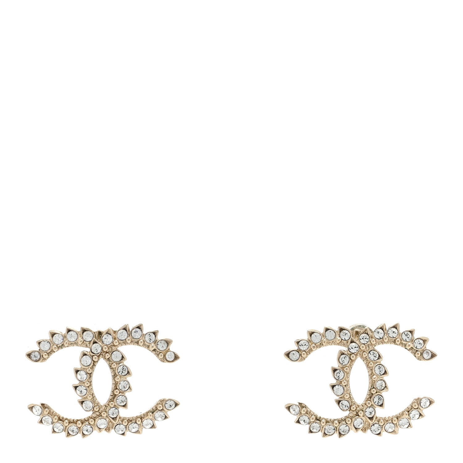 Chanel Strass Crystal Dazzling Wheat CC Earrings Gold 1 of 4