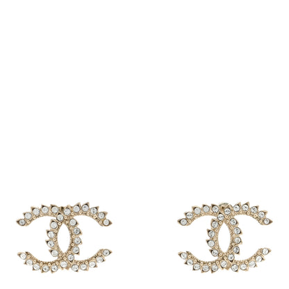 Chanel Strass Crystal Dazzling Wheat CC Earrings Gold 1 of 4
