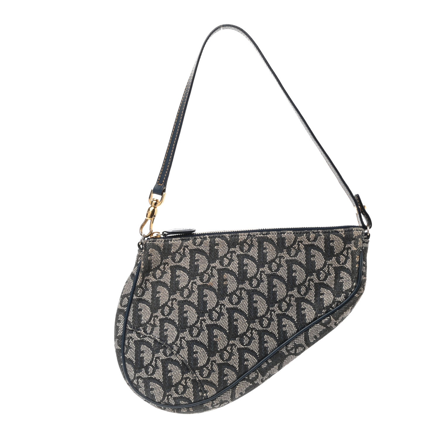Christian Dior Monogram Mini Saddle Pochette Navy 1 of 12