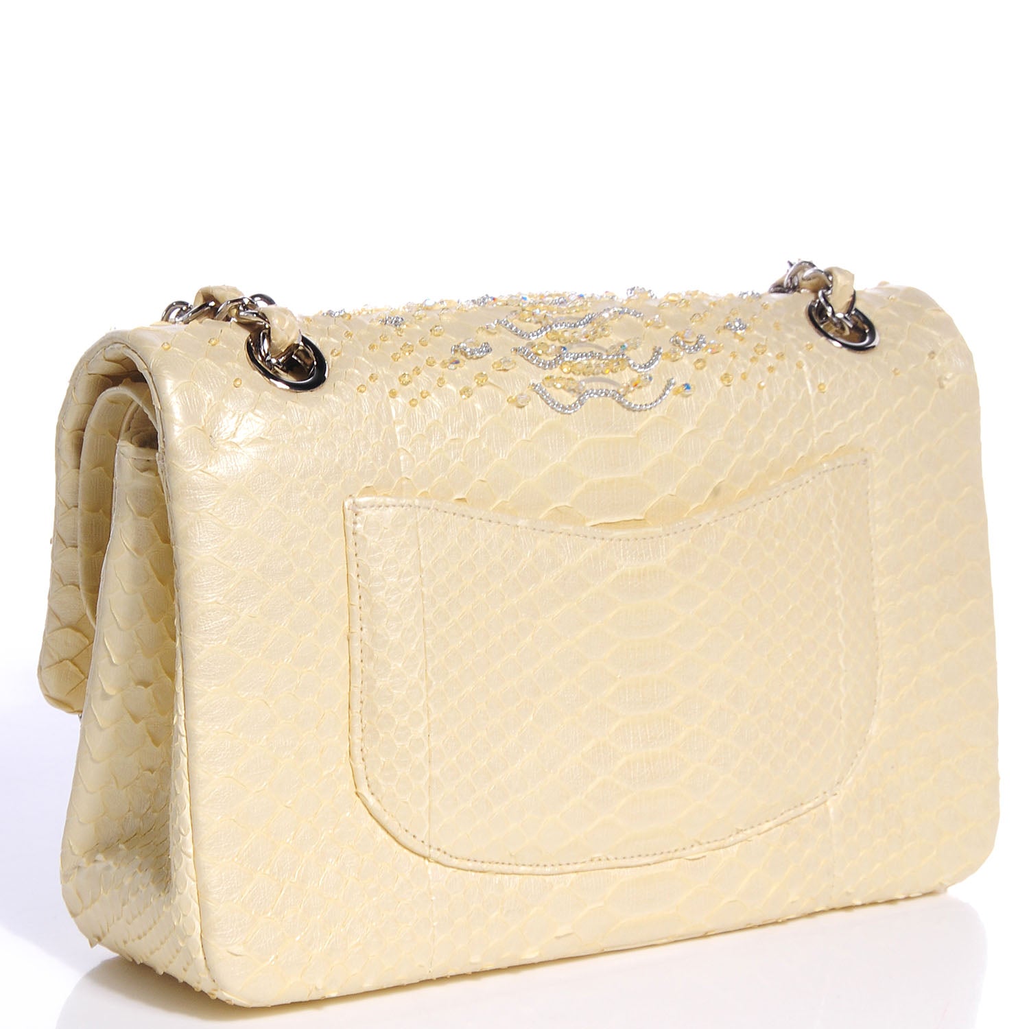 Chanel Python Beaded Medium Double Flap Light Yellow 3 of 11