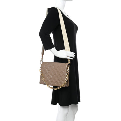 Louis Vuitton Lambskin Embossed Monogram Coussin PM Taupe 2 of 9