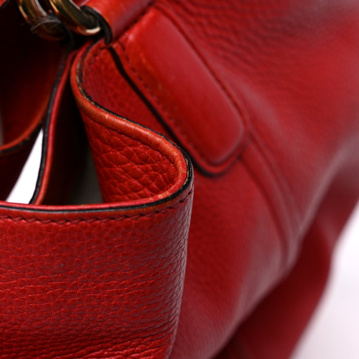 Pebbled Calfskin Medium Soho Shoulder Bag Red