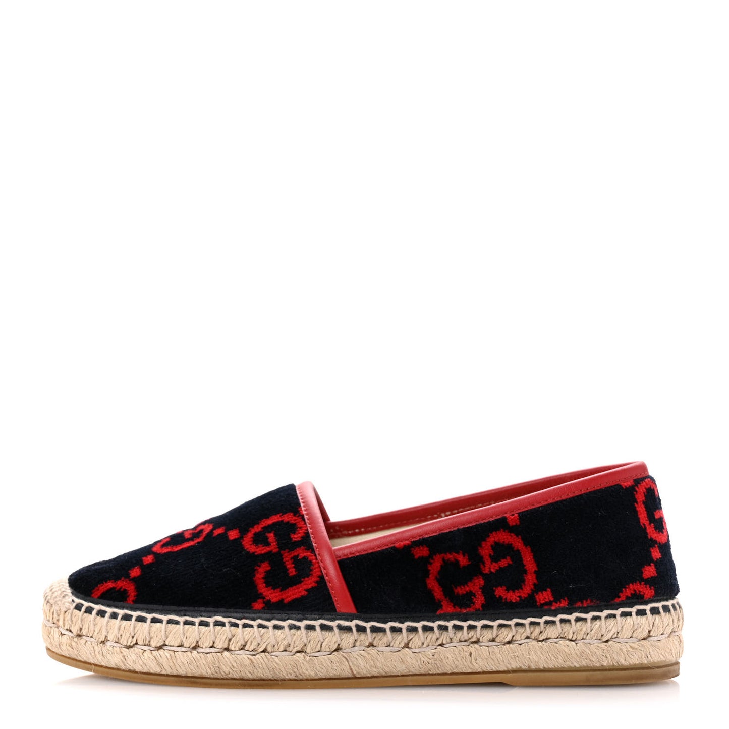 Terry Cloth GG Monogram Espadrilles 36.5 Blue Red