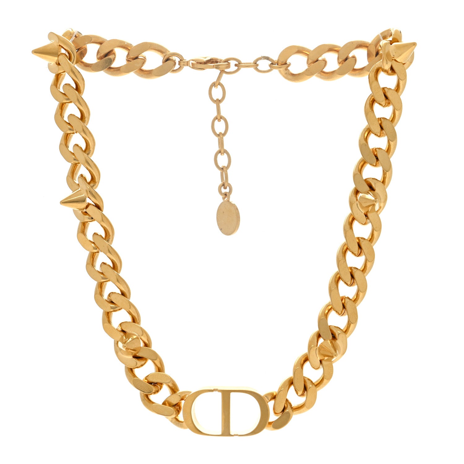 Christian Dior Metal CD Spikes Choker Necklace Gold 2 of 4